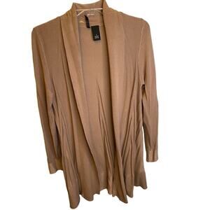 New Direction Women's Flare Long Sweater Cardigan Tan Sz Small